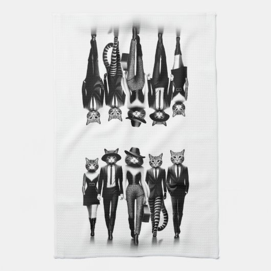 Help Cat Runway Modellen Wandelen De Catwalk Theedoek (Verticaal)