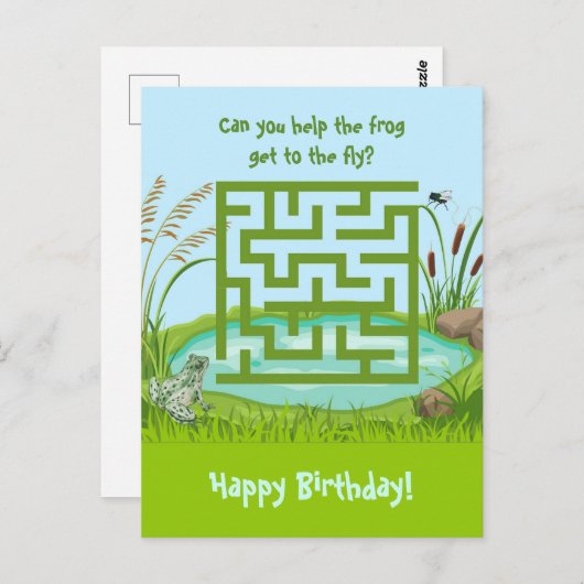 Help de kikker om bij de vlieg te komen Maze Verja Briefkaart (Voorkant / Achterkant)
