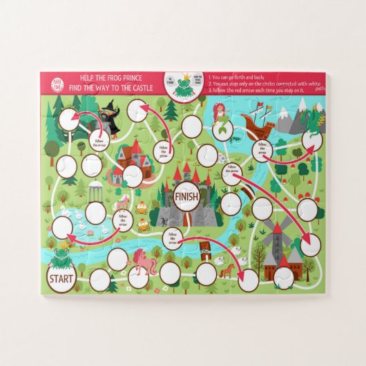 Help de kikkerprins naar het Kind van het Castle G Legpuzzel (Horizontaal)