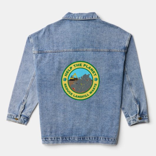 Help de planeet om afval te verminderen denim jacket (Achterkant)