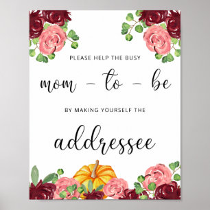Help de zwangere mama met het adresseren van een e poster