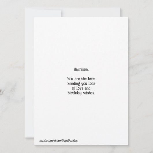 Help giraf vinden boom verjaardag doolhof puzzel kaart (Achterkant)