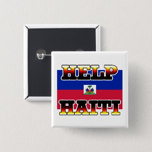 HELP HAITI VIERKANTE BUTTON 5,1 CM (Voorkant /achterkant)