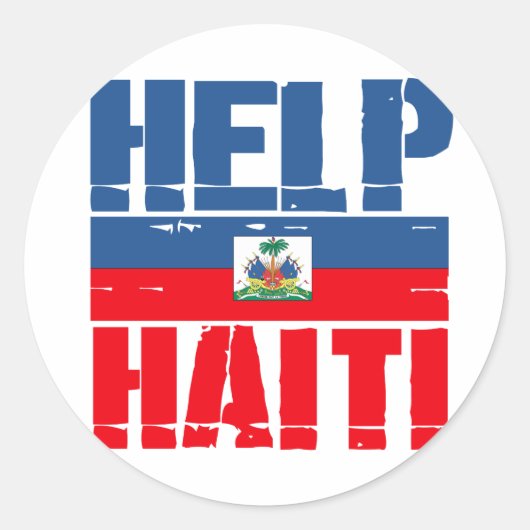 HELP HAÏTI VLAG RONDE STICKER (Voorkant)