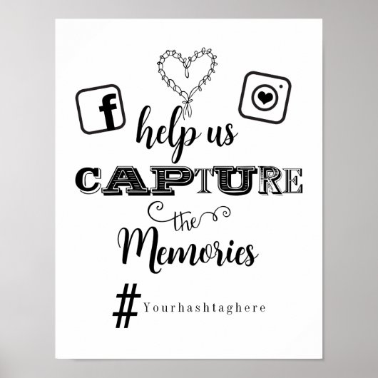 Help Herinneringen Vangen Hashtag Trouw Teken Poster (Voorkant)