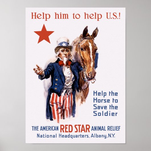 Help het paard om de soldaat te redden — WWI Poster (Voorkant)