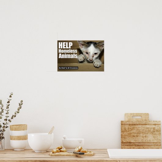 Help het Poster van dakloze dieren (Keuken)