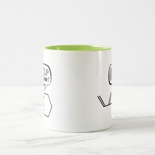 Help-I-m-diene, grappige scheikunde Tweekleurige Koffiemok (Center)