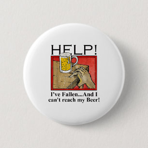 Help, ik ben gevallen en ik kan mijn bier niet ber ronde button 5,7 cm