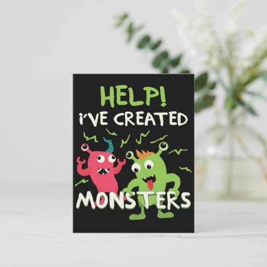 Help, ik heb Monsters Moederdag Vaderdag Creëer Briefkaart (Staand voorkant)