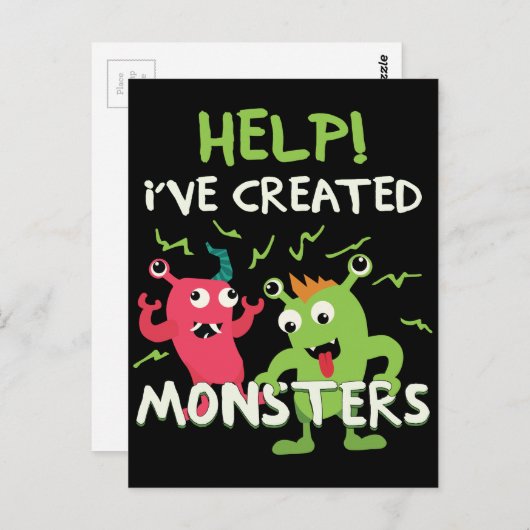 Help, ik heb Monsters Moederdag Vaderdag Creëer Briefkaart (Voorkant / Achterkant)