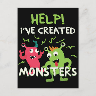 Help, ik heb Monsters Moederdag Vaderdag Creëer Briefkaart