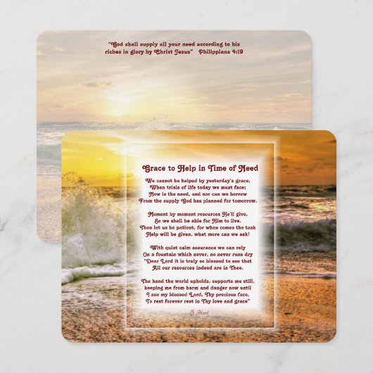 "Help in tijd van nood" Christelijk gedicht  Feestdagenkaart (Voorkant / Achterkant)