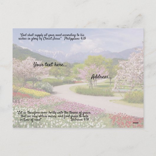 "Help in Time of Need" Christelijk gedicht Feestdagenkaart (Achterkant)