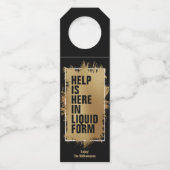 HELP IS HIER 'Text Gold Foil' op Black Flessenhanger (Voorkant)
