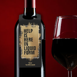 HELP IS HIER 'Text Gold Foil' op Black Flessenhanger