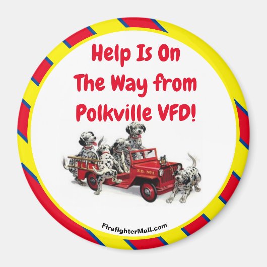 Help is onderweg van Polkville VFD! Fun Magnet (Voorkant)