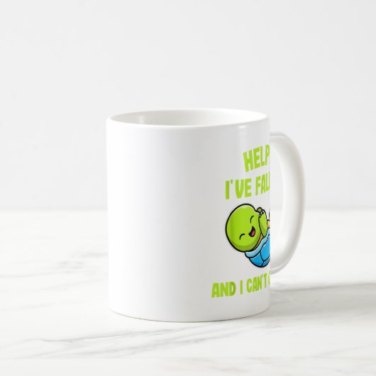 Help I've Fallen And I Can't Get Up Funny Turtle L Koffiemok (Voorkant rechts)