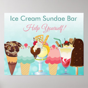 Help jezelf bij Ice Cream Sundae Bar-Poster Poster