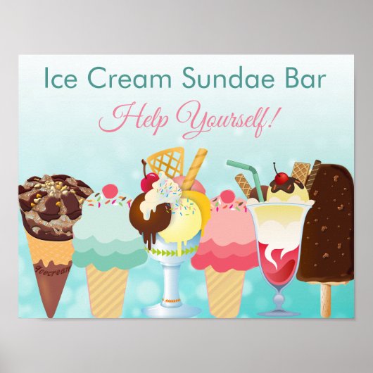Help jezelf bij Ice Cream Sundae Bar-Poster Poster (Voorkant)