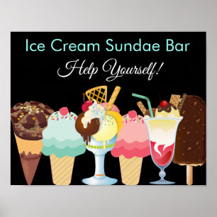 Help jezelf bij Ice Cream Sundae Bar-Poster Poster