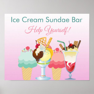 Help jezelf bij Ice Cream Sundae Bar-Poster Poster
