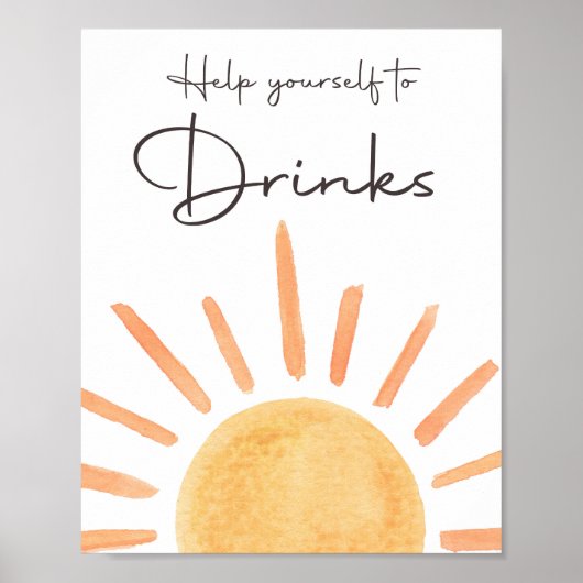 Help jezelf om Drinken Boho Sunshine Verjaardag Poster (Voorkant)
