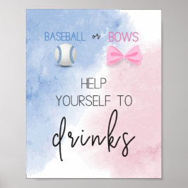 Help jezelf om drinken gender reveal sign te geven poster