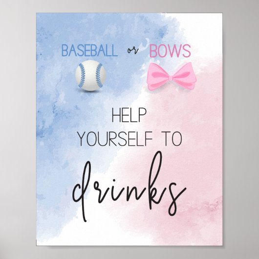 Help jezelf om drinken gender reveal sign te geven poster (Voorkant)
