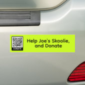 Help Joe's Skoolie, en Doneer Bumpersticker (Op auto)