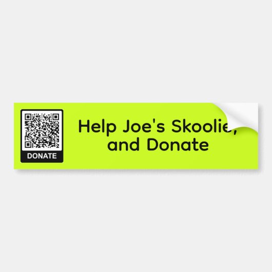 Help Joe's Skoolie, en Doneer Bumpersticker (Voorkant)