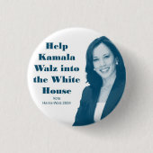 Help Kamala Walz in het Witte Huis Ronde Button 3,2 Cm (Voorkant)