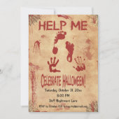 HELP ME Bloederige voetafdruk & handafdruk Hallowe Kaart (Voorkant)