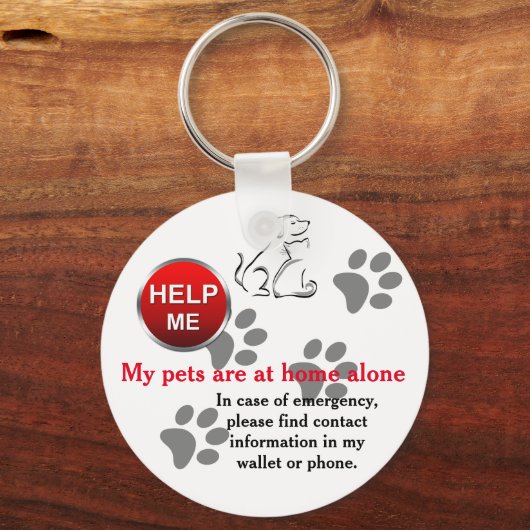 Help me huisdieren thuis, sleutelketen sleutelhanger (Voorkant)