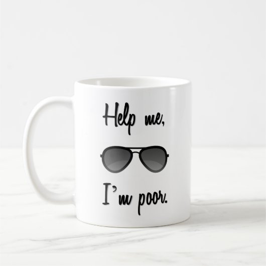 Help me, ik ben een slechte grappige zonnebril. koffiemok (Links)