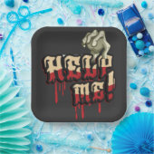 Help me met Zombie Hand Papieren Bordje (Feest)
