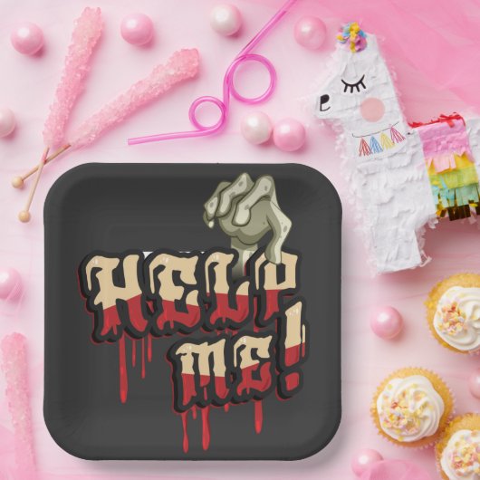 Help me met Zombie Hand Papieren Bordje (Feest)
