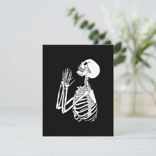 Help me Skeleton bidden op een Feestdagenkaart (Staand voorkant)