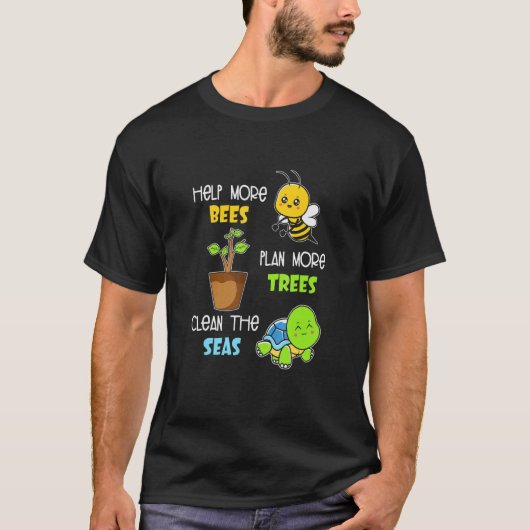 Help meer bijen Plant meer bomen de Zeeen app rein T-shirt (Voorkant)