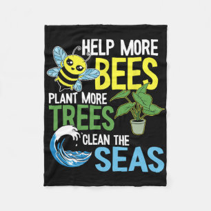 Help meer bijen Plant meer bomen de Zeeen in het o Fleece Deken