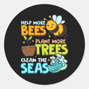 Help meer bijen Plant Meer bomen schone Zeeen aard Ronde Sticker