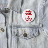 Help Met Een Glimlach Rood & Wit Tekst Badge/ Ronde Button 5,7 Cm (In situ)