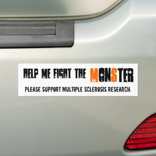 Help mij bij de strijd tegen het Monster - MS Stic Bumpersticker (Op auto)