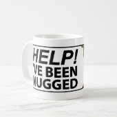 Help mij dat ik gebogen ben - Trapped Cartoon Char Koffiemok (Voorkant links)