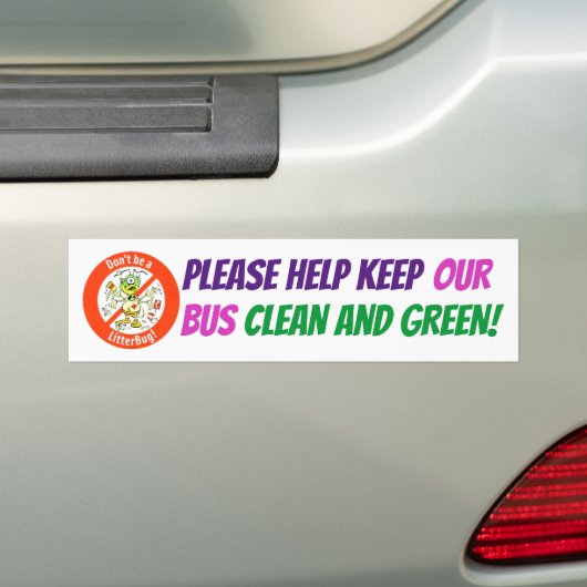 Help ons alsjeblieft onze bus schoon en groen te h bumpersticker (Op auto)
