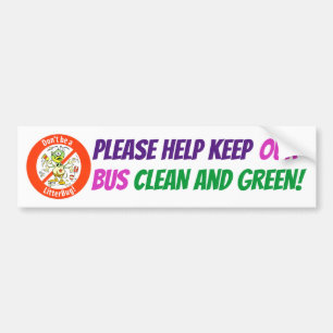 Help ons alsjeblieft onze bus schoon en groen te h bumpersticker
