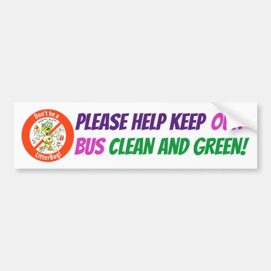 Help ons alsjeblieft onze bus schoon en groen te h bumpersticker (Voorkant)