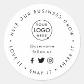 Help ons bedrijf te groeien | Social Media volgers Ronde Sticker (Voorkant)