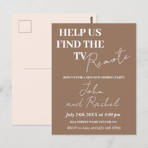 Help ons de TV-afstandsbediening leuke housewarmin Briefkaart