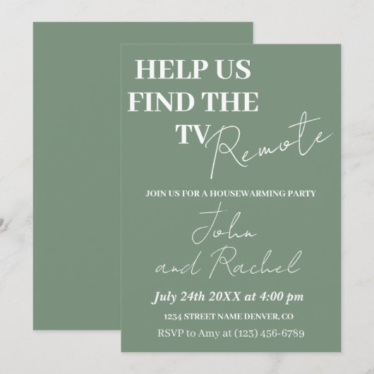 Help ons de TV-afstandsbediening leuke housewarmin Kaart (Voorkant / Achterkant)